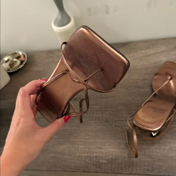Jeffrey Campbell Metallic Bronze Strappy Heels Fluxx Sandal - Picture 6 of 6